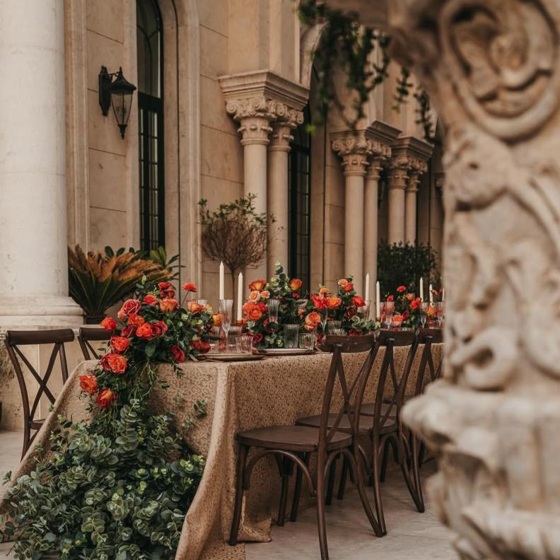 جمال تنسيقات ورود الزفاف البرتقالية