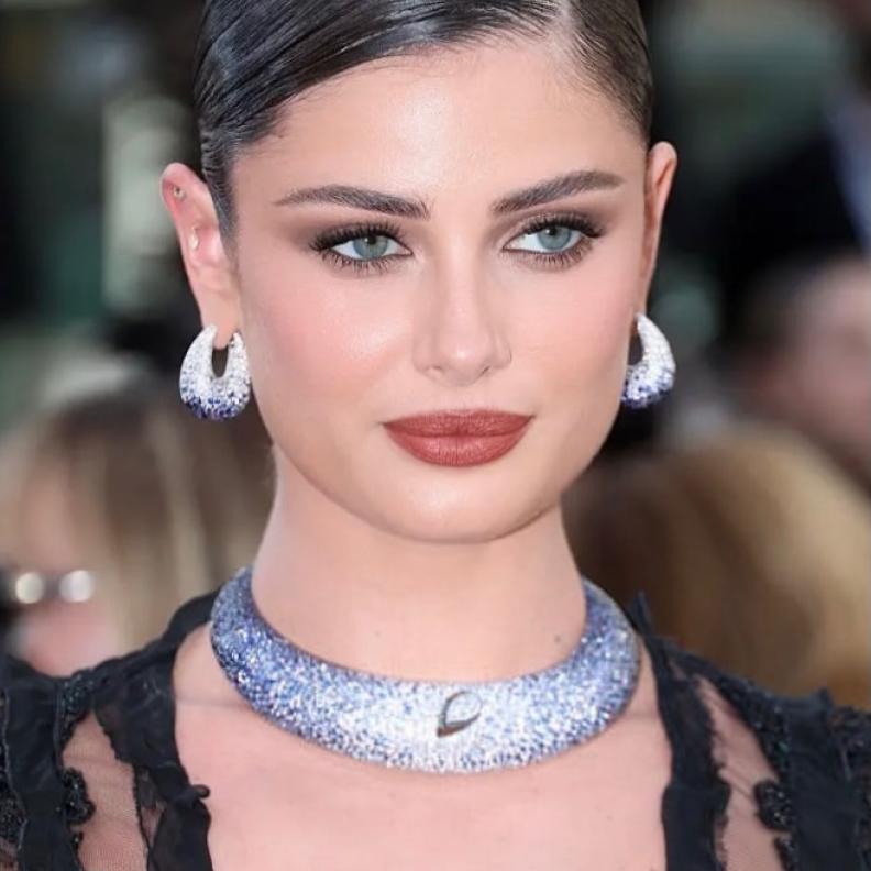 اطلالة Taylor Hillبرسمات المكياج البني