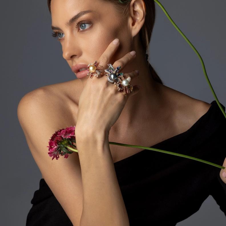 خواتم من مجموعة  Orchid  لدار Mariyeh Ghelichkhani