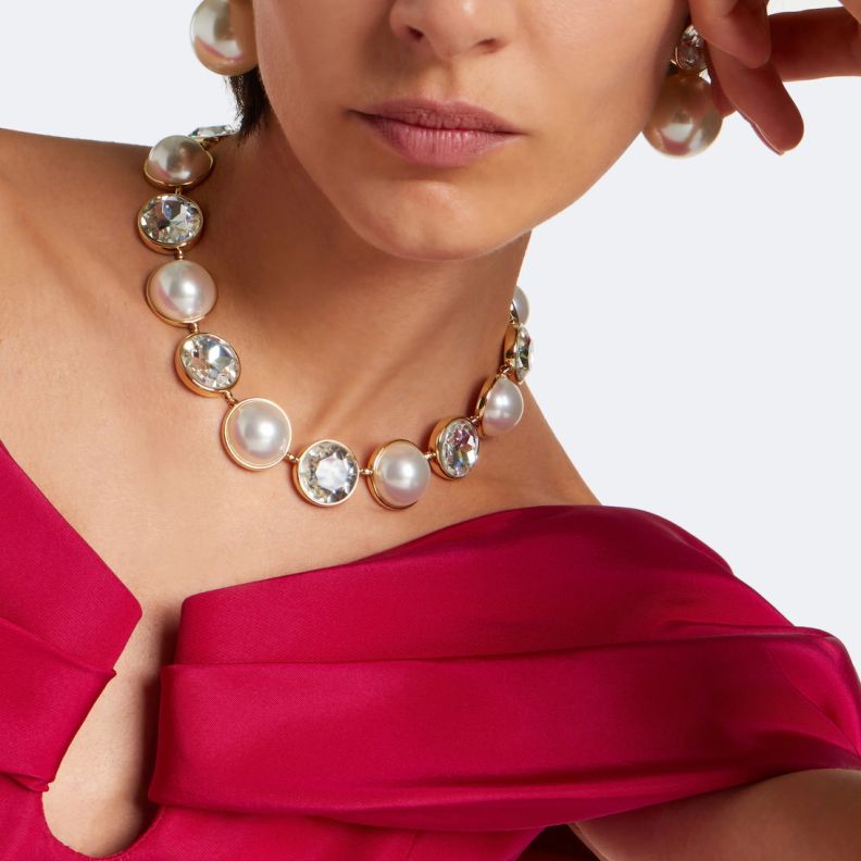 Carolina Herrera Crystal and faux pearl قلادة