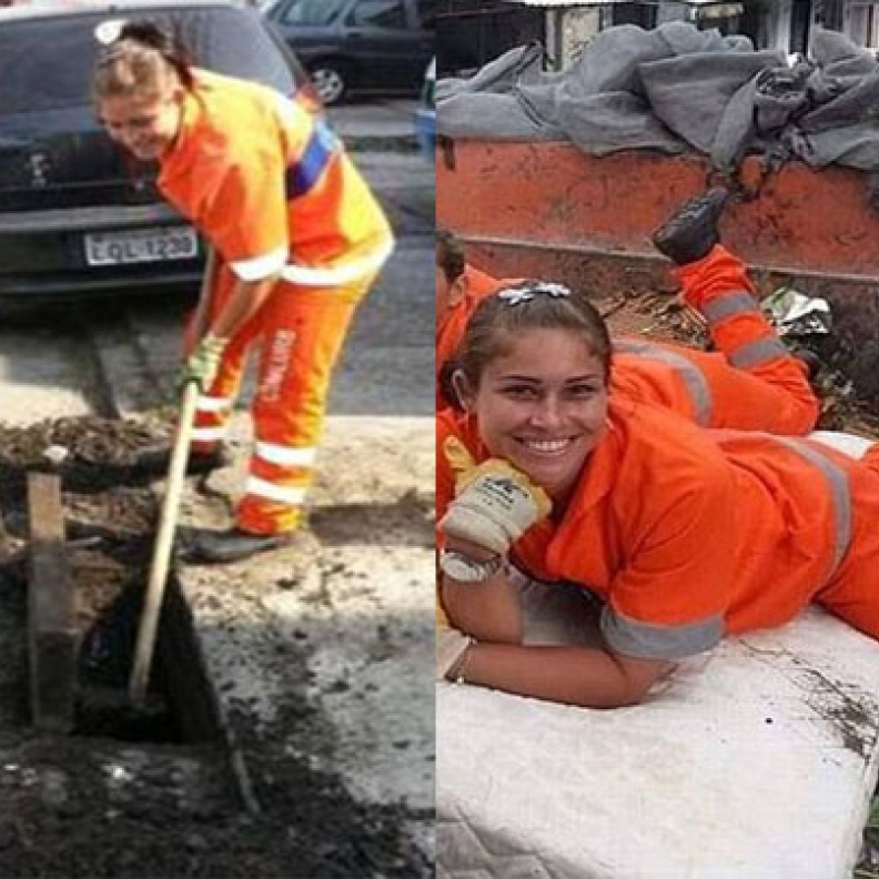 برازيلية فاتنة تكتسح مواقع التواصل بثياب النظافة