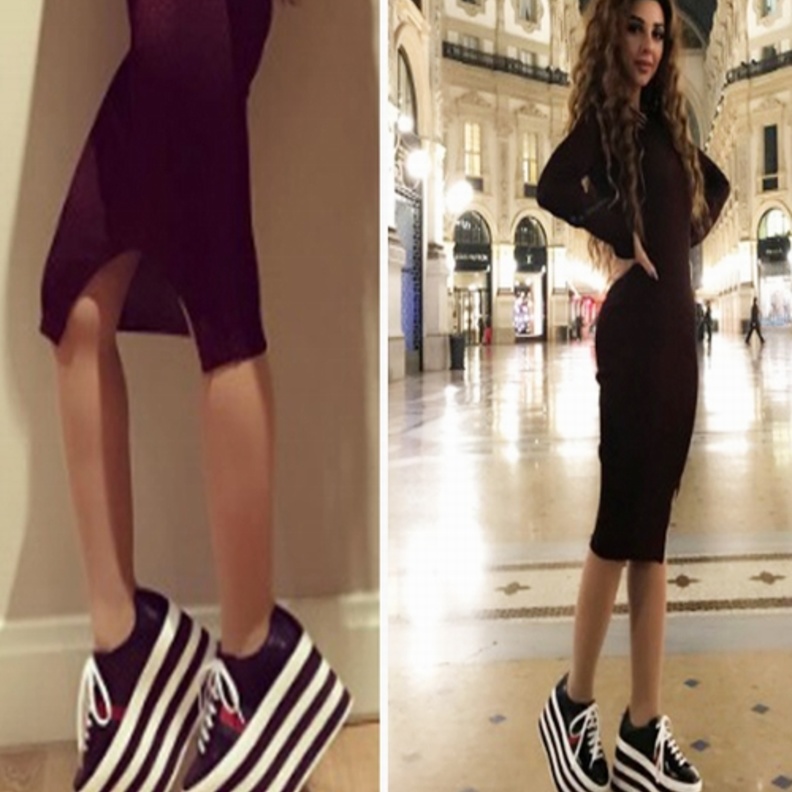 ميريام فارس تنسّق حذاء غوتشي مع فستان ناعم