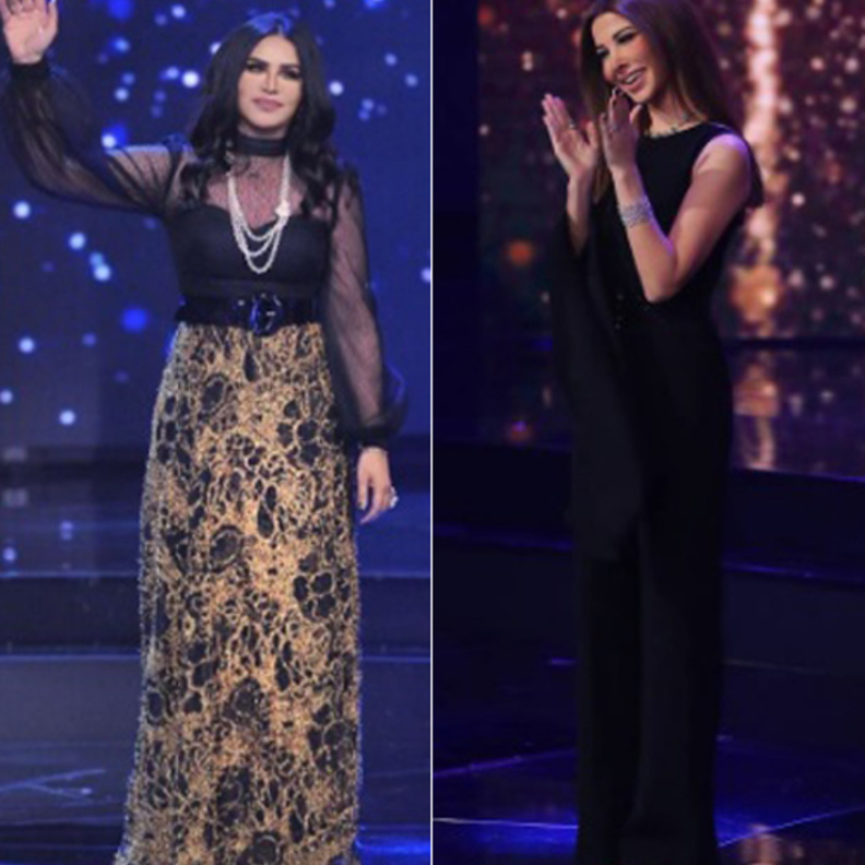 نانسي عجرم بموضة الجمبسوت الأسود مع الأكمام المكشوفة