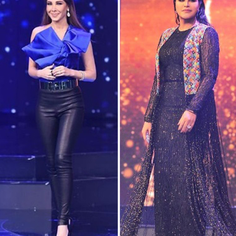 نانسي عجرم لا تتخلى عن البنطلون الجلدي مع توب الكشكش