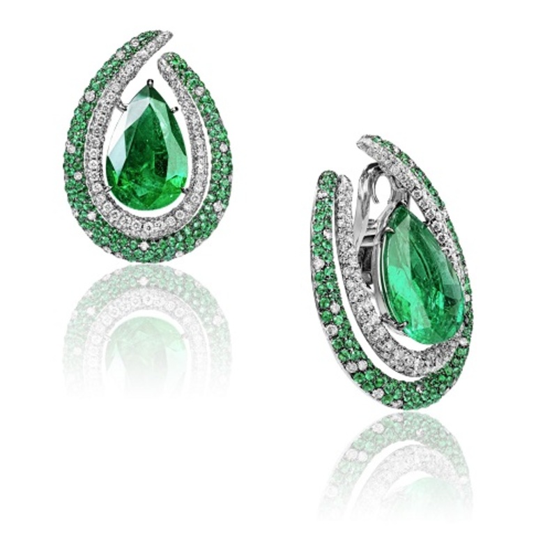 اقراط الماس و زمرد