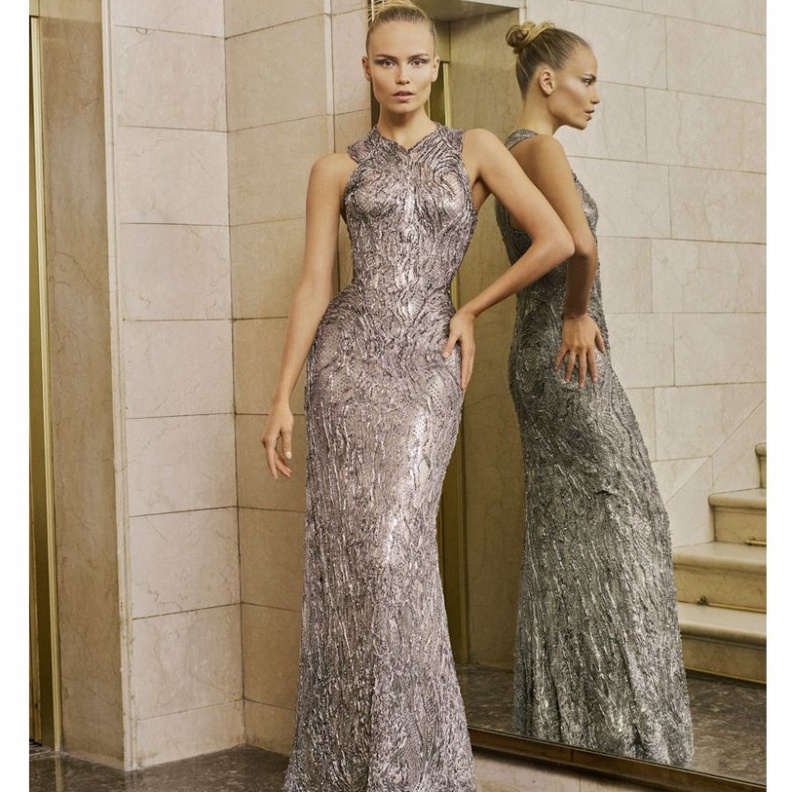 Atelier Versace فستان سهرة فضي براق من