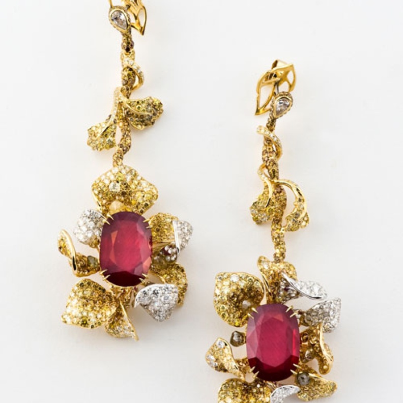 Ruby Sunflower Earring