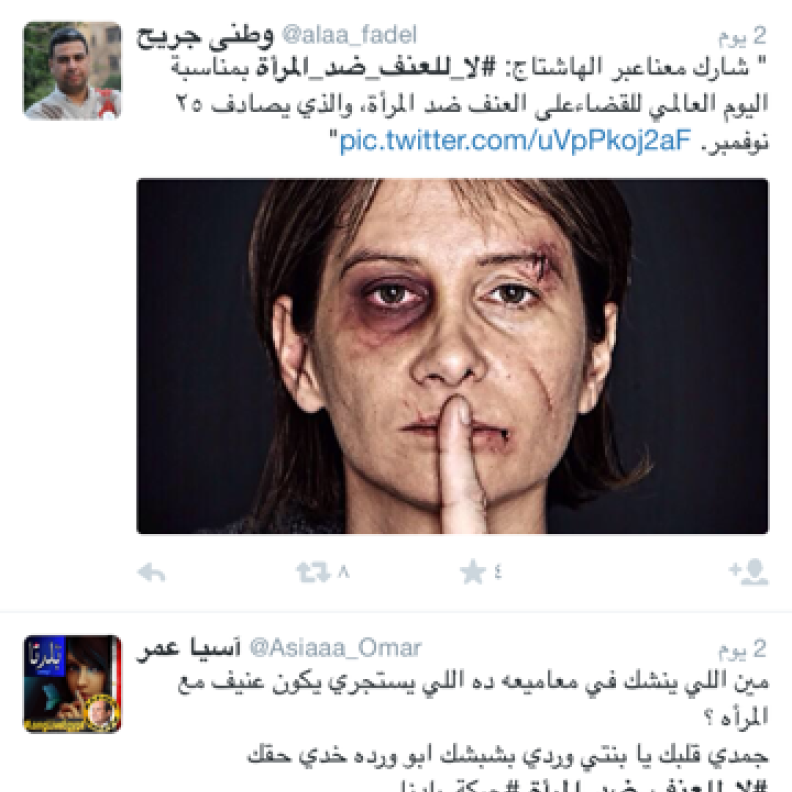 هاشتاق لا للعنف ضد المرأة يدافع عن السعوديات