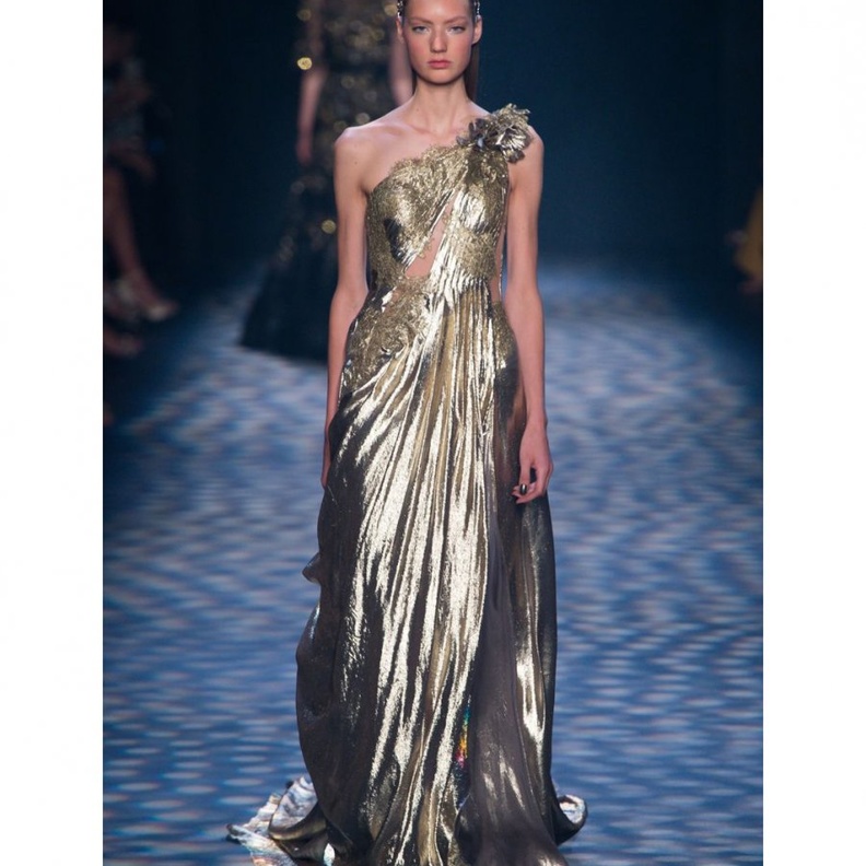 Marchesa فستان سهرة ذهبي من