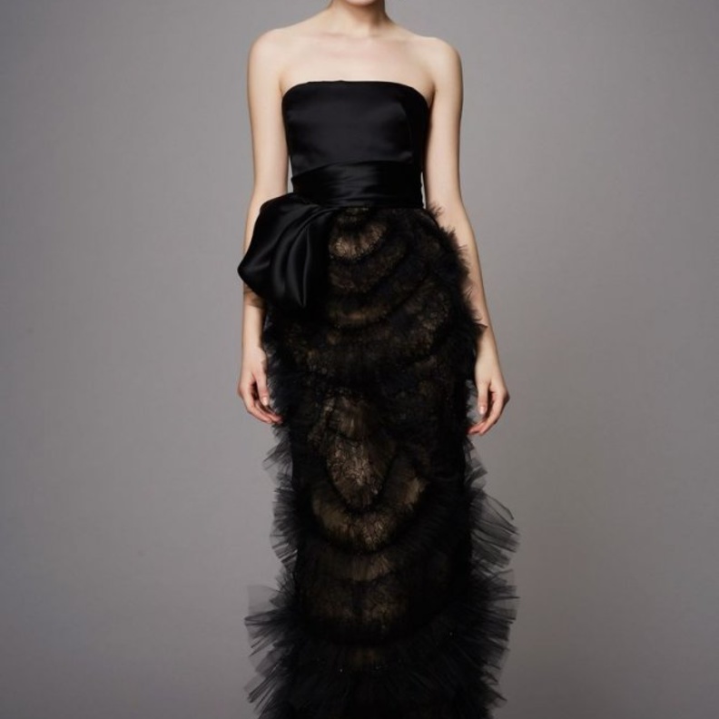 Marchesa فستان باللون الأسود من