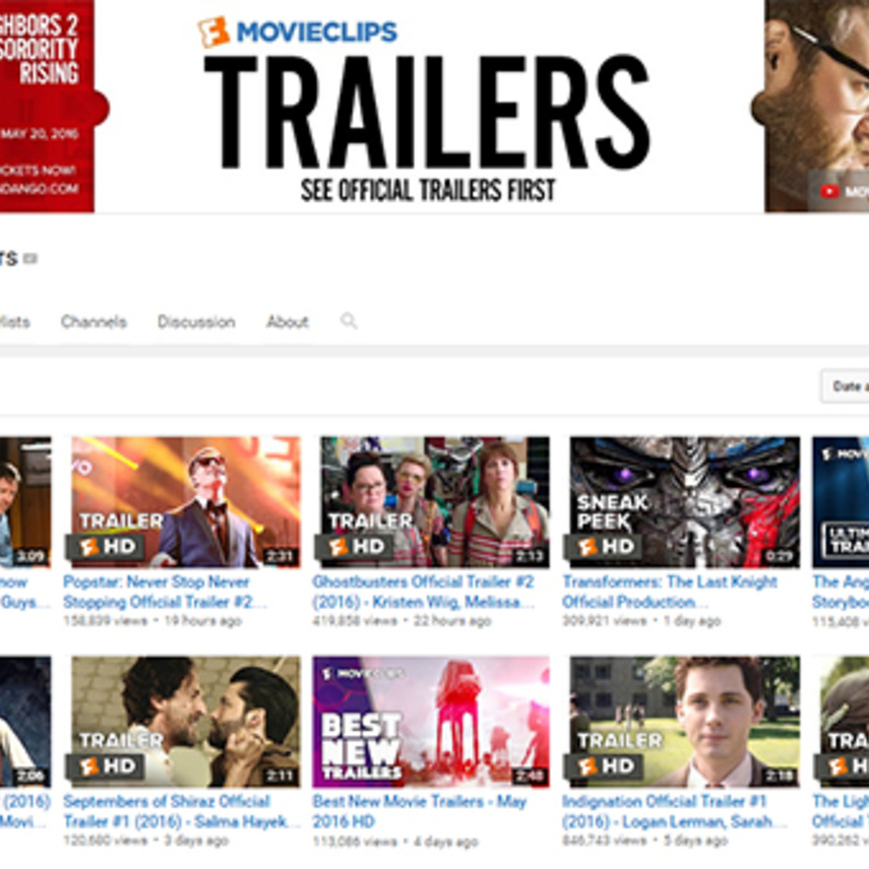 Movieclips Trailers .. قناة على اليوتيوب لمشاهدة تريلر الأفلام