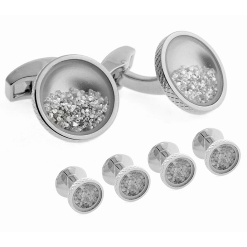 RT Shirt Studs and Cufflink Set - White Diamond Dust