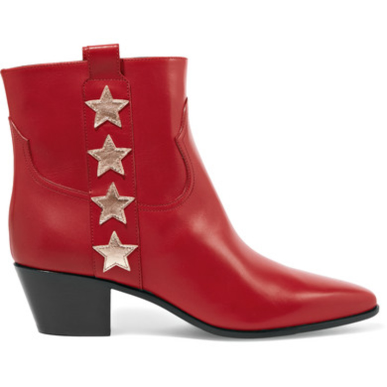 Saint Laurent حذاء كاحل مزين بالنجوم من