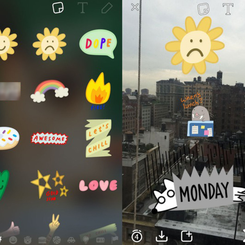 إضافة الملصقات إلى الصور والفيديو ميزة جديدة في سناب شات