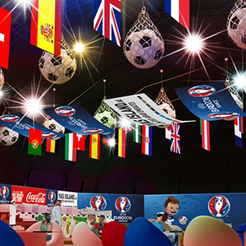 مباريات البطولة الأوروبية على أكبر شاشة LED في أبوظبي في قاعة دو على جزيرة ياس