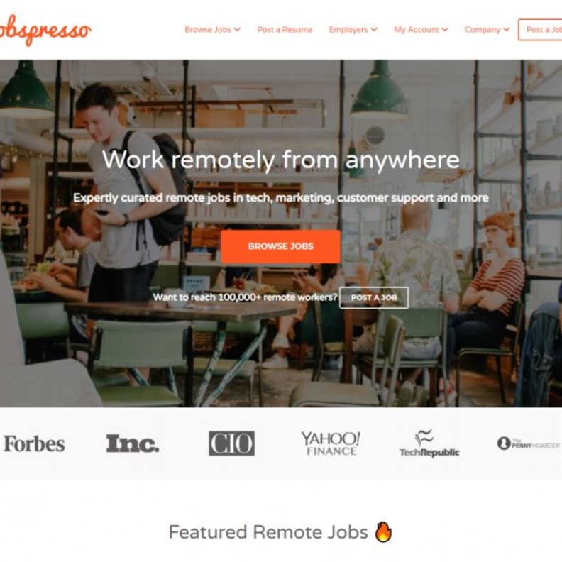 Jobspresso للحصول على الوظائف عن بعد في مجالات عدة