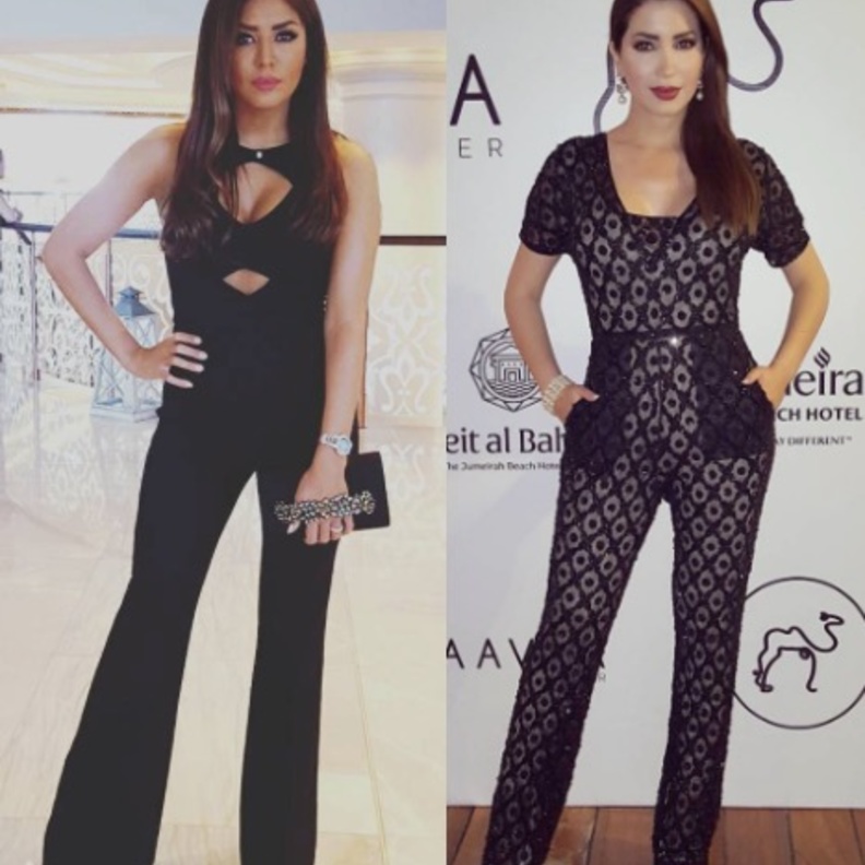 لكل منهما اسلوبها الخاص في اختيار الجمبسوت الاسود