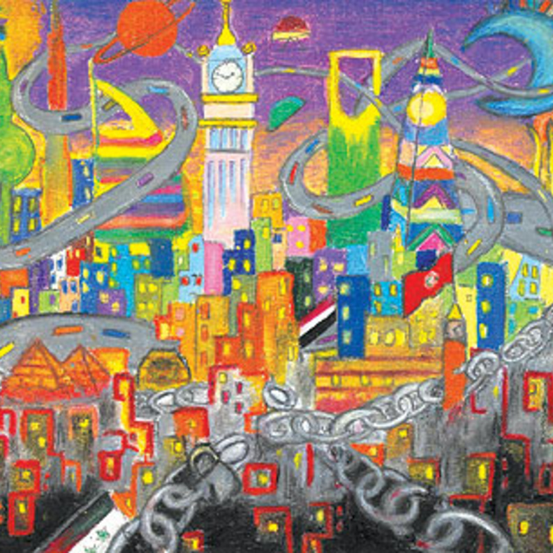 من اللوحات المشاركة في البينالي