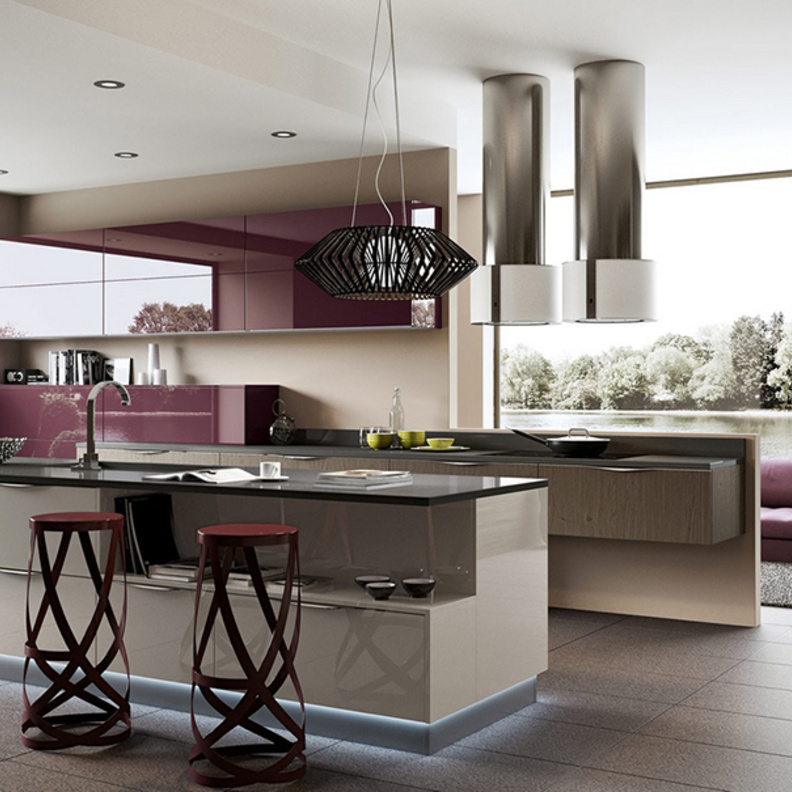 كراسي عالية من المعدن بلون قرميدي