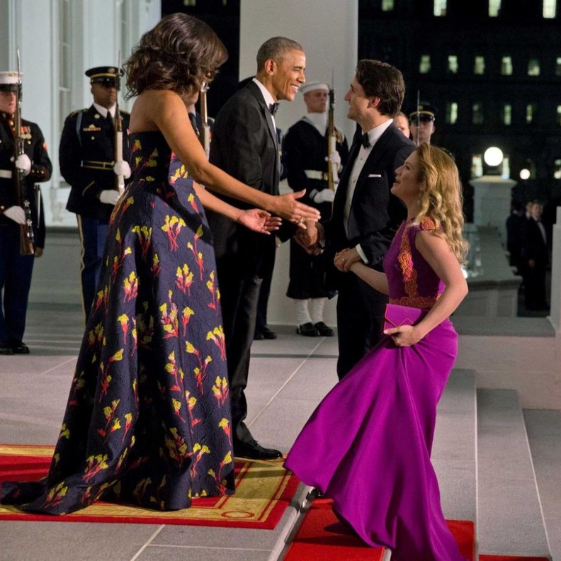 تحيه من صوفي غريغوار ترودو لميشيل وباراك اوباما