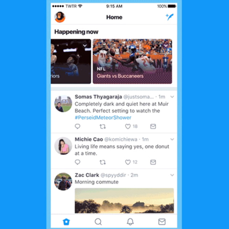 يحدث الآن happening now .. ميزة جديدة في تويتر على الهواتف الذكية