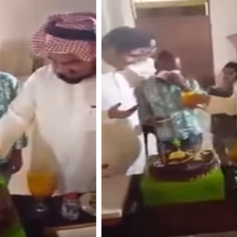 من احتفال العائلة بالسائق