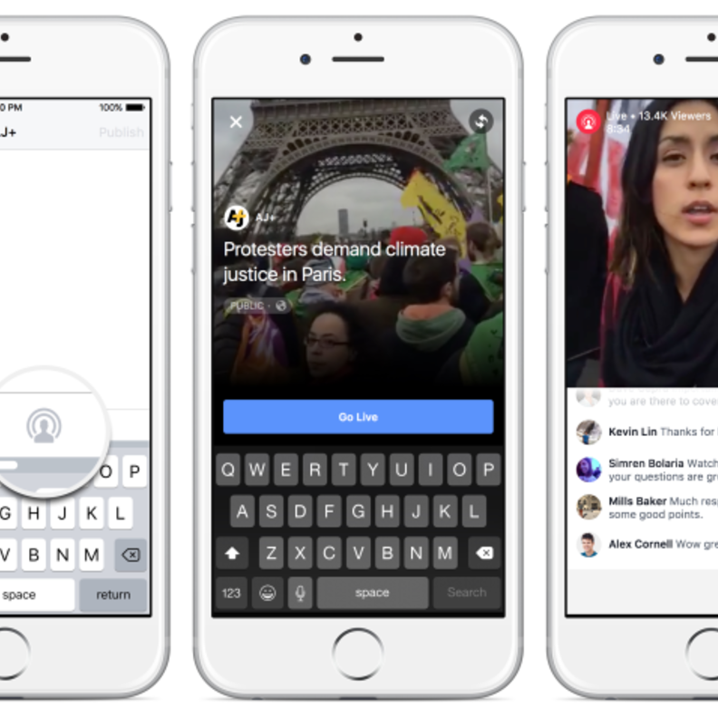 البث المباشر لصفحات فيسبوك الموثقة