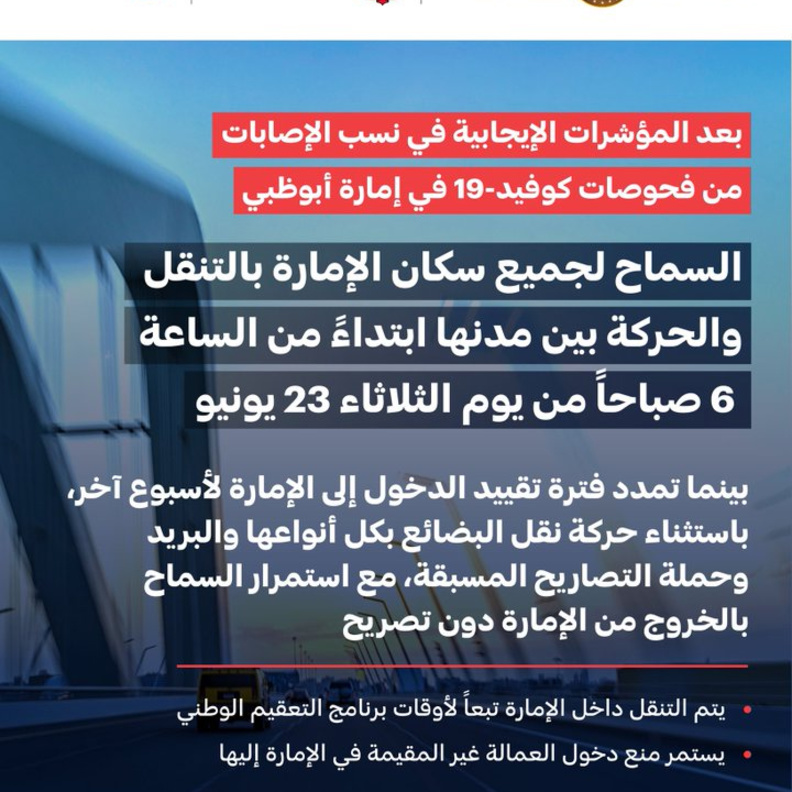 السماح لجميع سكان أبوظبي بالتنقل والحركة بين مدن الإمارة