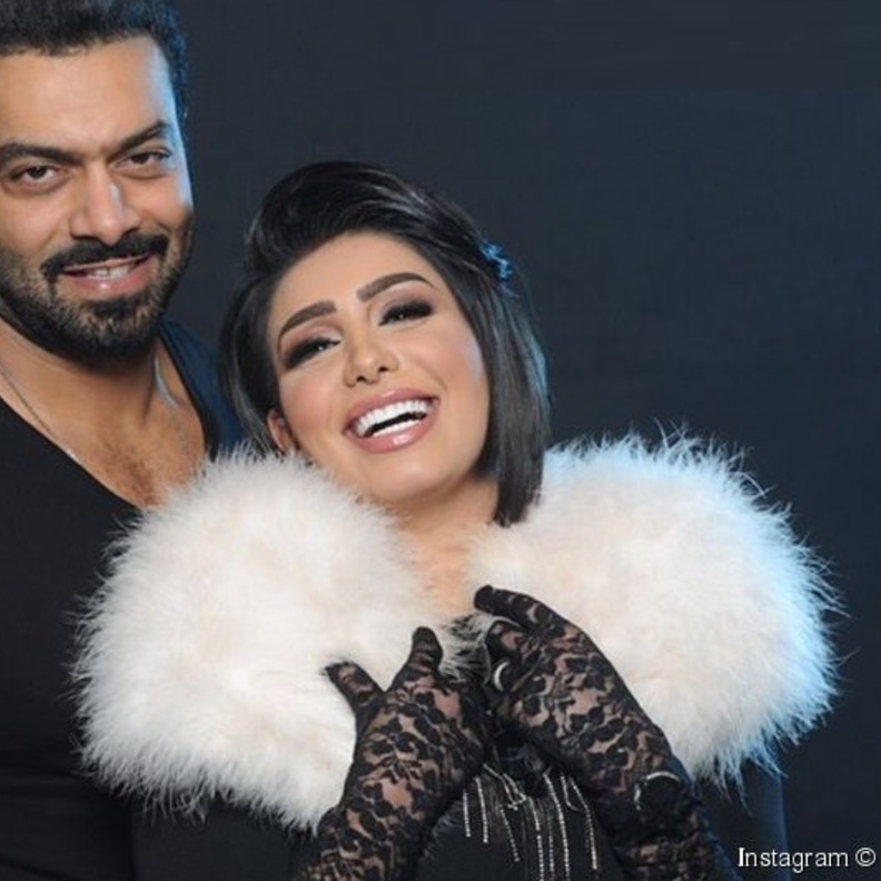 مع زوجها مع محمد الحداد