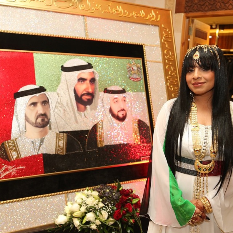 لوحة لحكام الإمارات من أعمال عايدة 