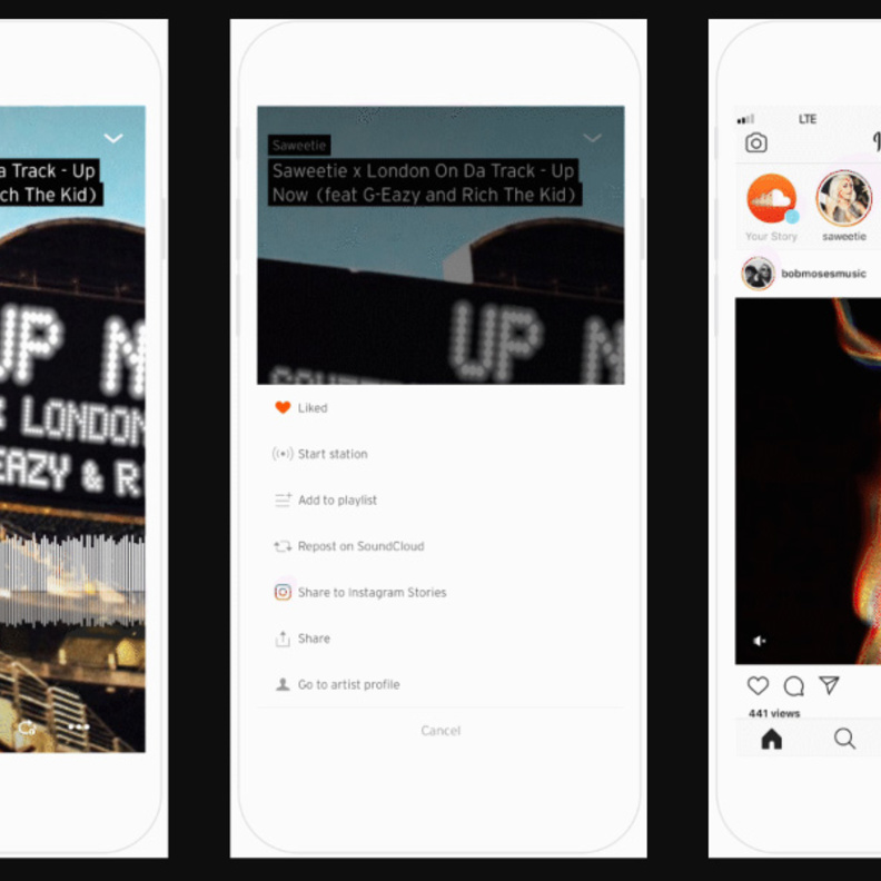 مشاركة الموسيقى SoundCloud في قصص انستقرام