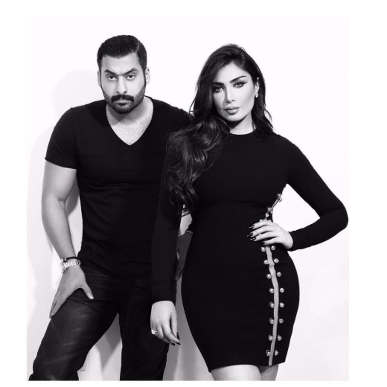 امل العوضي بجلسة تصوير مع حسبن المهدي