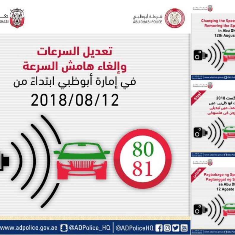 إلغاء هامش السرعة على الطرق في إمارة أبوظبي