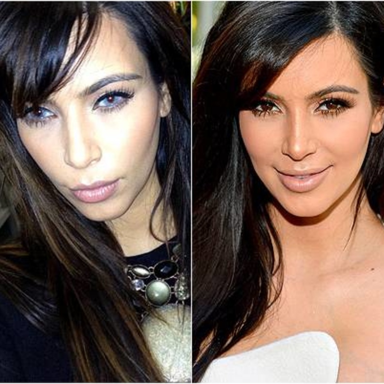 كيم كرداشيان مع وبدون عدسات ملونة