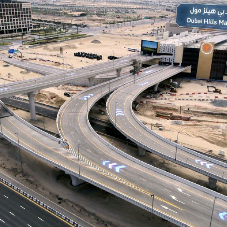 طرق دبي تنجز مشروع الجسور المؤدية لدبي هيلز مول