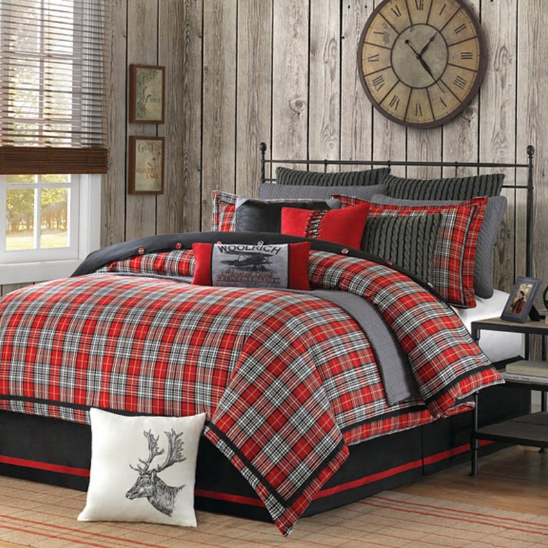 غرفة نوم عصرية بمفرش احمر ناعم