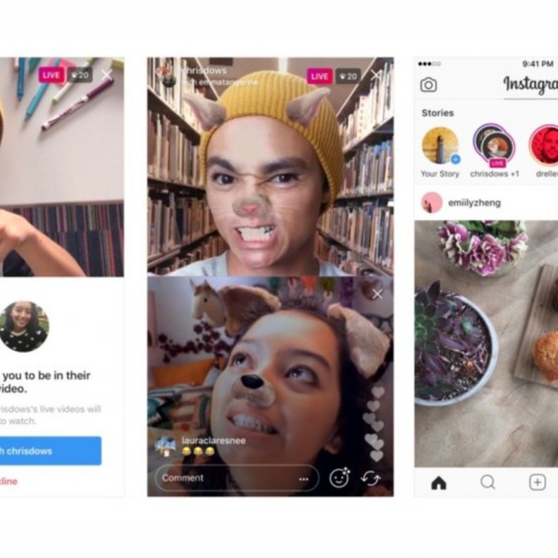 تهدف انستقرام عبر اتاحتها ظهور شخصين في البث المباشر الى زيادة التفاعل على التطبيق