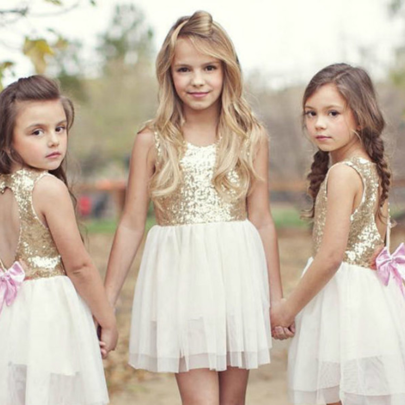 فستان ذهبي للأطفال الرضع