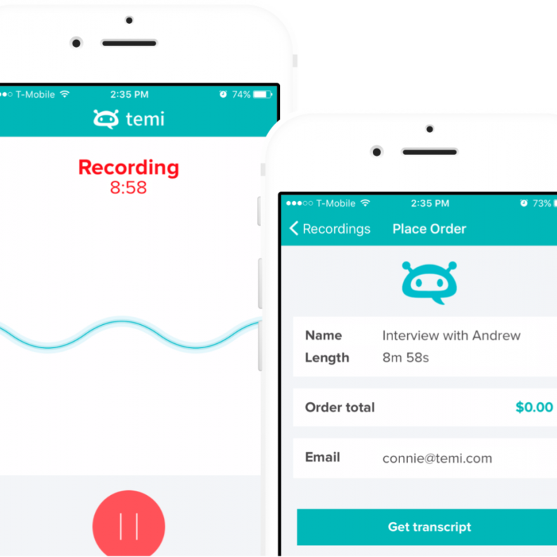 تطبيق Temi يمكنك من تسجيل صوتك و تحويله تلقائيا الى نص