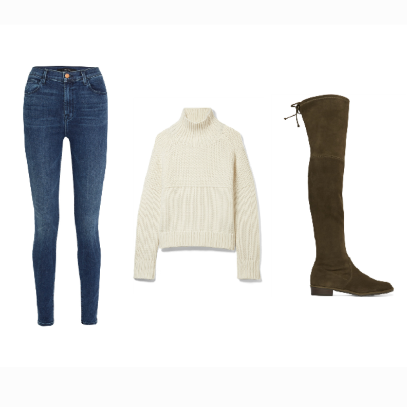 اطلالة شبابية في بنطلون الجينز مع الجزمة العالية