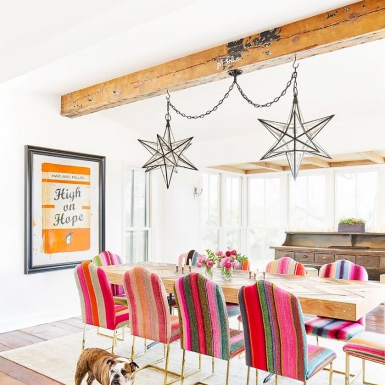 جرأة في اختيار ألوان غرفة الطعام