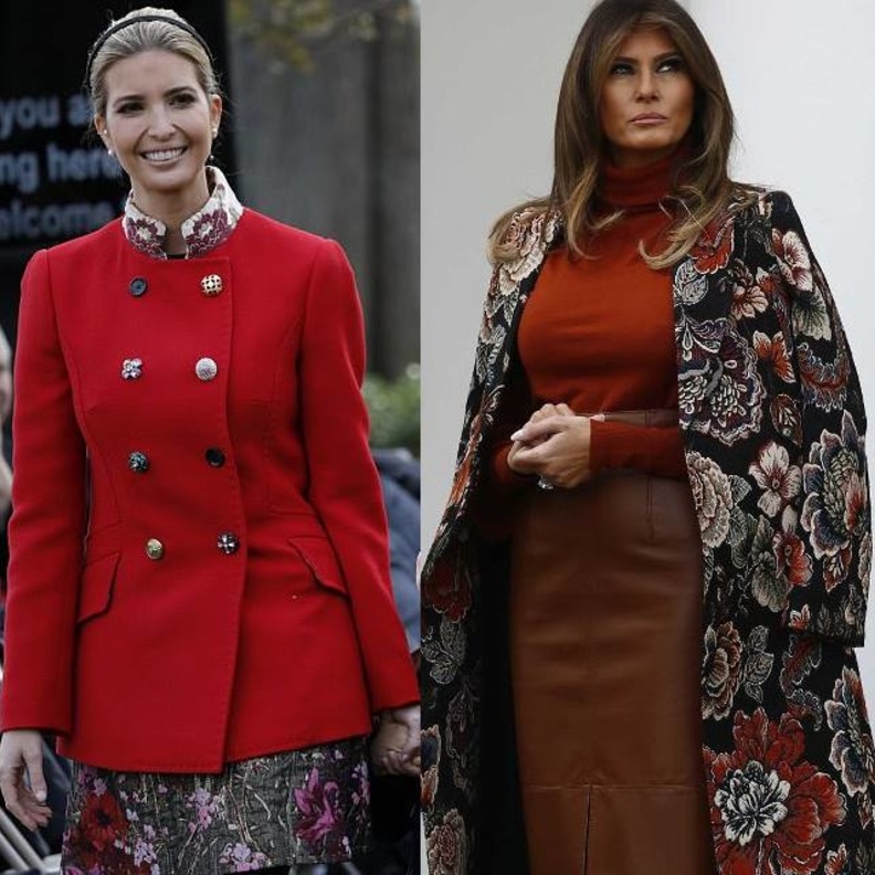 ايفانكا ظهرت بجاكيت dubetti حمراء تميّزت بأزرارها المختلفة.