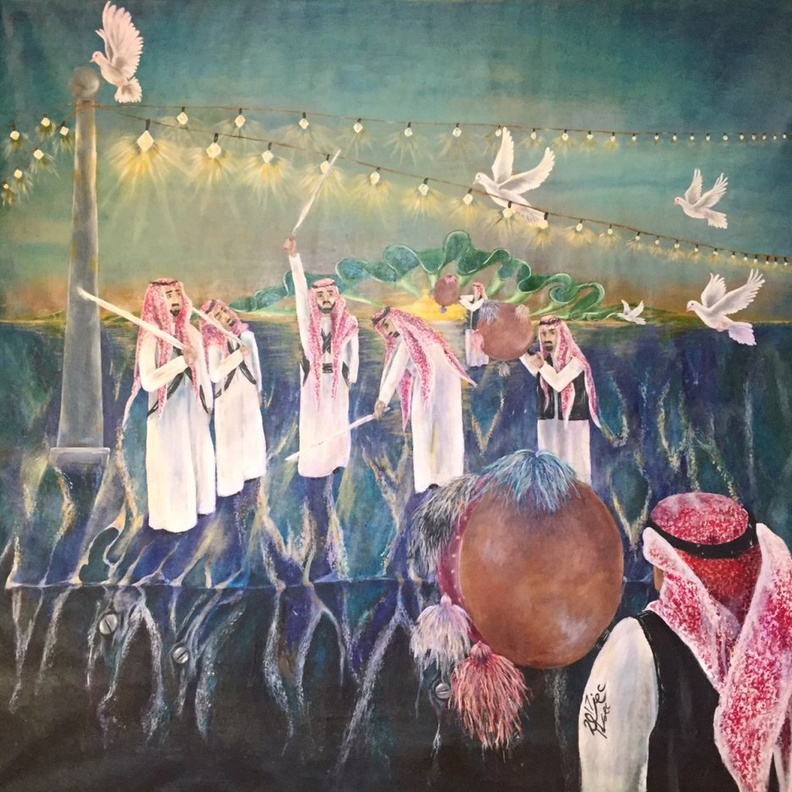 من لوحات الفنانة التشكيلية العنود المحمود