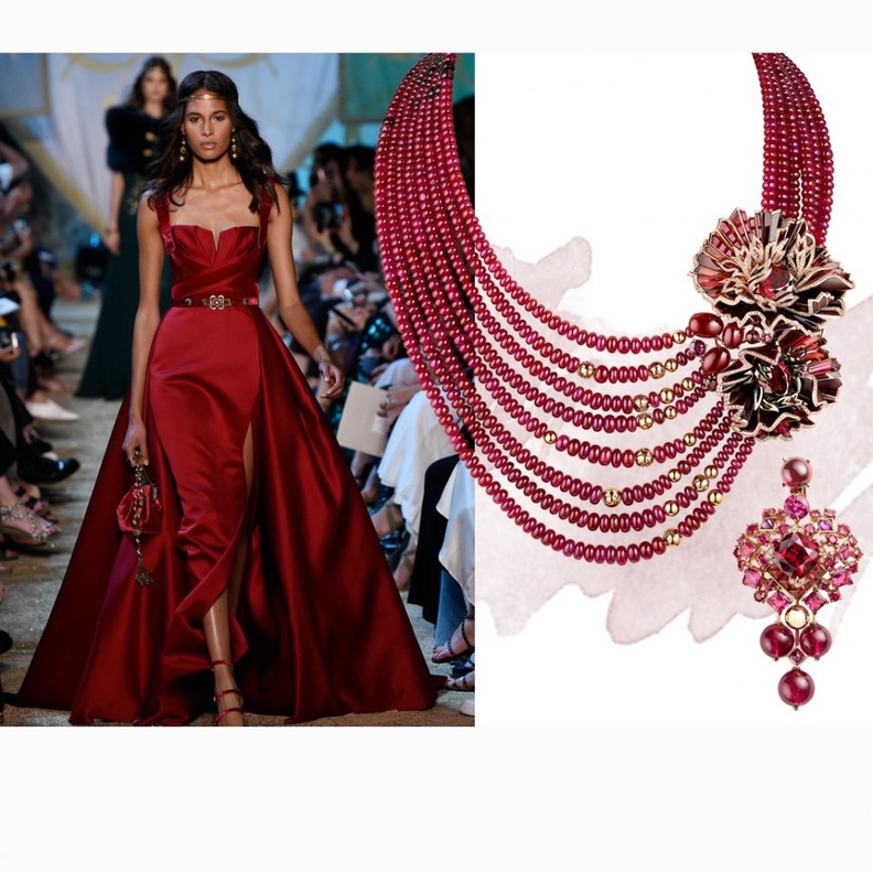 فستان من ايلي صعب ومجوهرات من غراف