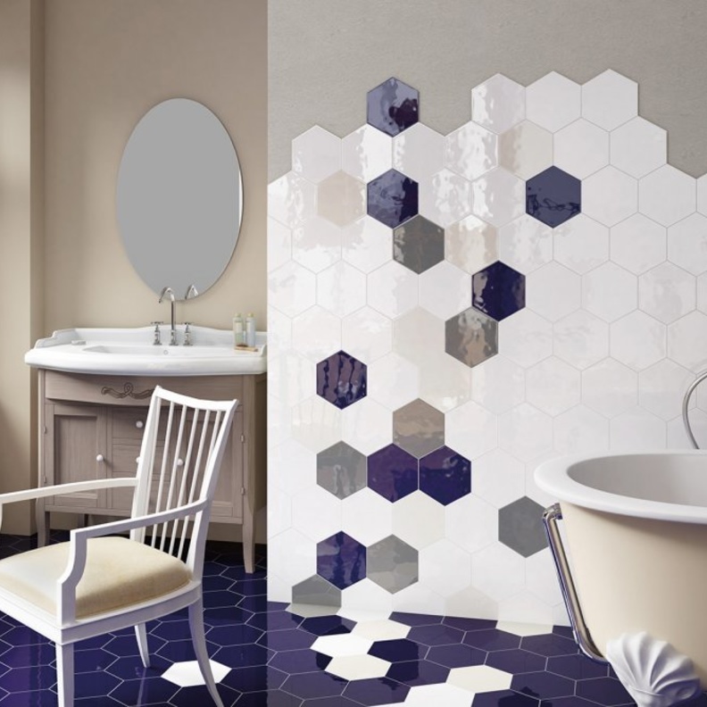 سيراميك بأشكال هندسية لديكور حمام 2018