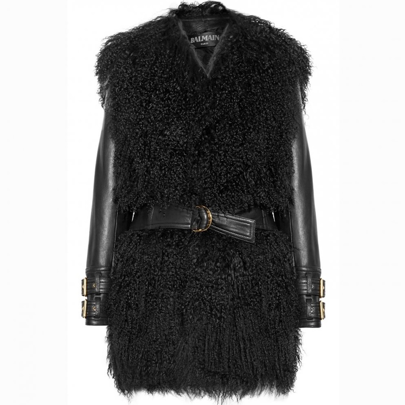 جاكيت جلد من Balenciaga باللون الرمادي