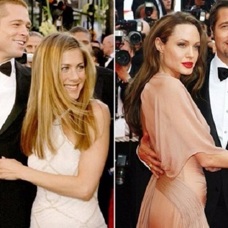 أنجلينا جولي وبراد بيت وجينيفر أنيستون