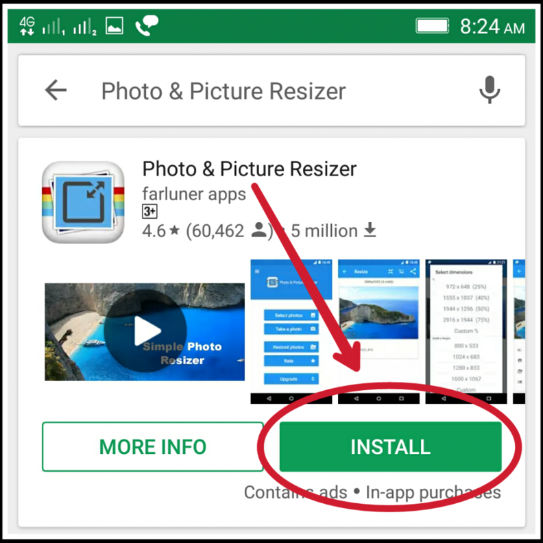 تطبيق لتقليل حجم الصورة و خفض مساحة التخزين على الهاتف