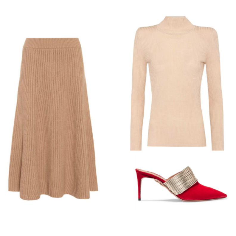 اطلالة نهارية كاجوال وشبابية بالحذاء الأحمر