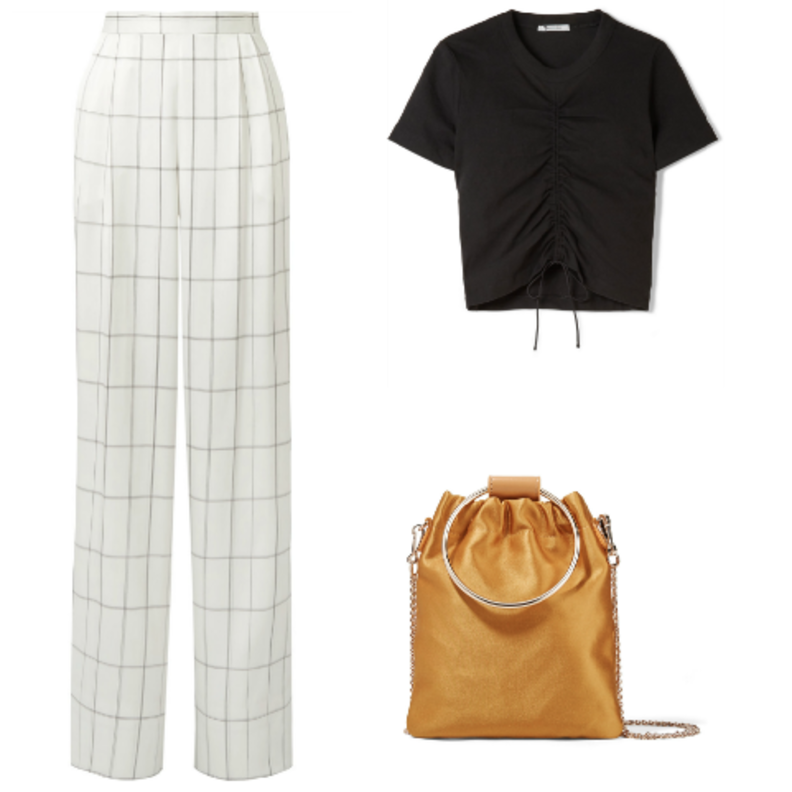 تنسيق مسائي عصري في البنطلون الأبيض